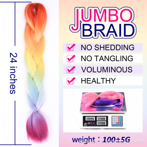 Crochet Braids Expression attachment Synthetic Expression Braiding Bulk  Hair 24" 100g jumbo braiding hair ombre rainbow